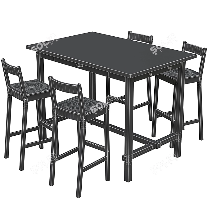 Nordviken Kids Table & Chairs Set 3D model image 8