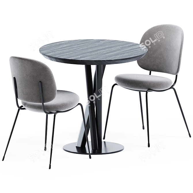 TrabA Niels Table & Stellar Works Industry Chair Set 3D model image 1