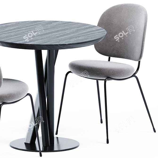 TrabA Niels Table & Stellar Works Industry Chair Set 3D model image 2