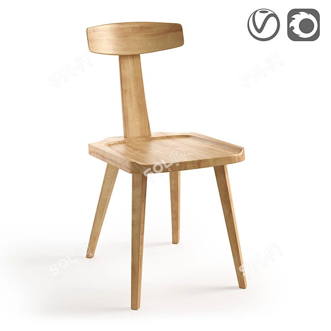 Authentic Oak Chair - Labidy 3D model image 1