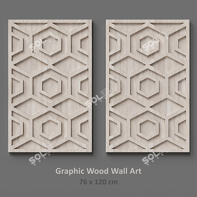 Whitewashed Hexagon Wood Art 3D model image 4