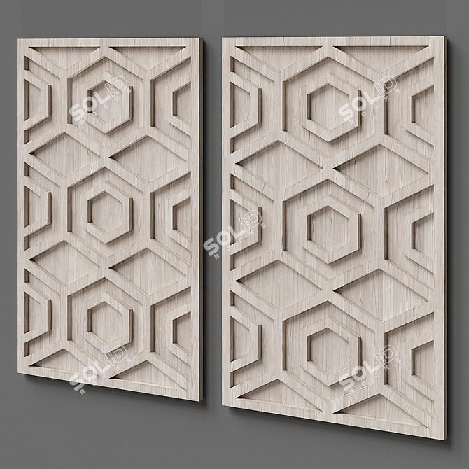 Whitewashed Hexagon Wood Art 3D model image 1