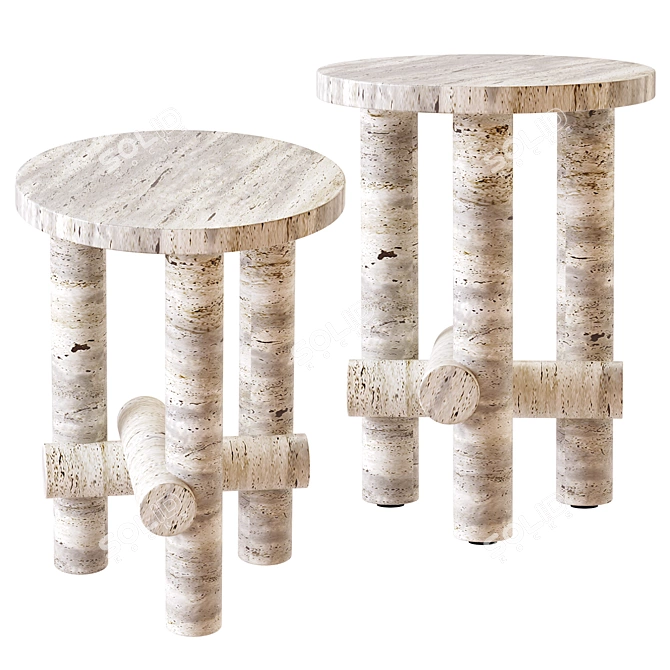 Travertine Side Tables: Elegant Ensemble by Clement Brazille 3D model image 1