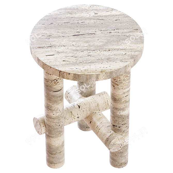 Travertine Side Tables: Elegant Ensemble by Clement Brazille 3D model image 2