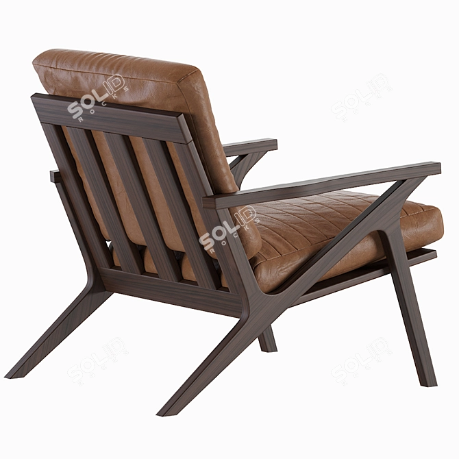 Elegant Leather Armchair by Crate & Barrel 3D model image 2