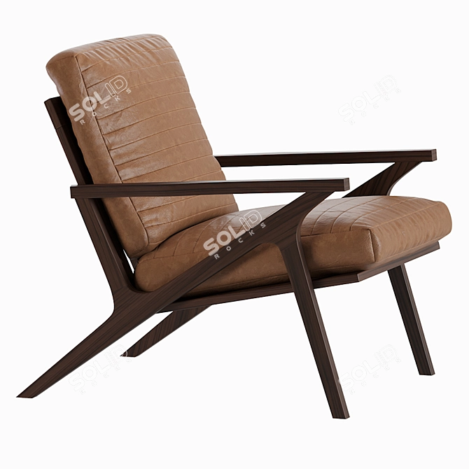 Elegant Leather Armchair by Crate & Barrel 3D model image 4