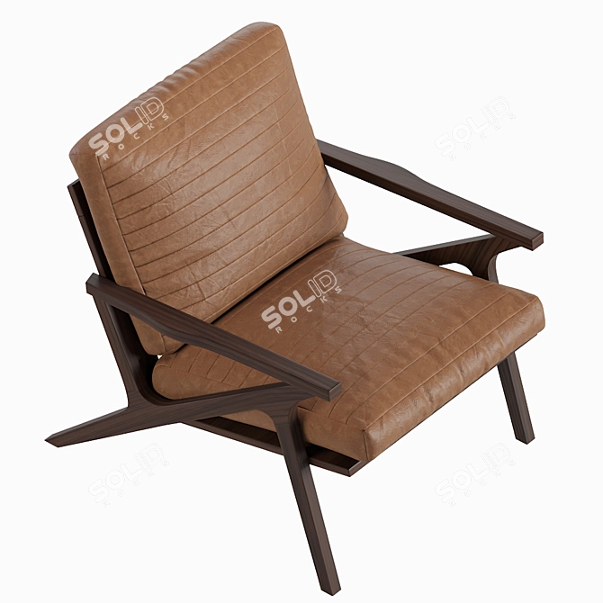 Elegant Leather Armchair by Crate & Barrel 3D model image 5