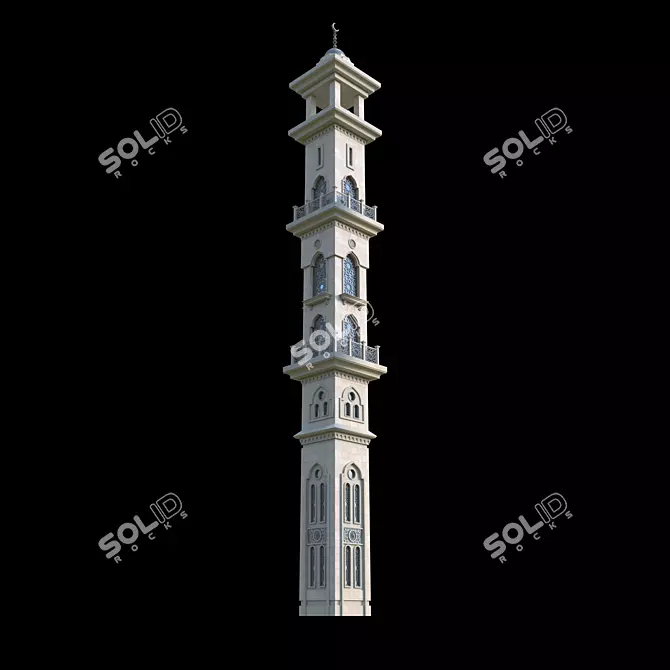 Islamic Mosque Minaret: Elegant Architectural Symbol 3D model image 1