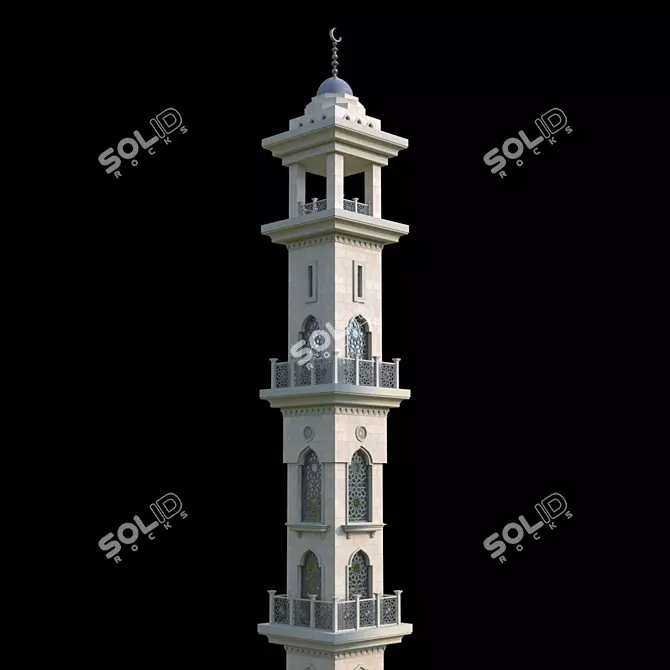 Islamic Mosque Minaret: Elegant Architectural Symbol 3D model image 2