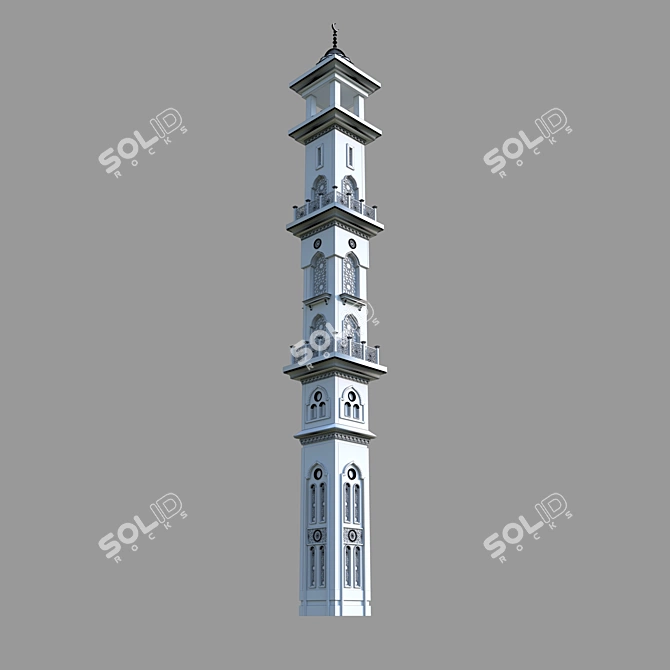 Islamic Mosque Minaret: Elegant Architectural Symbol 3D model image 3