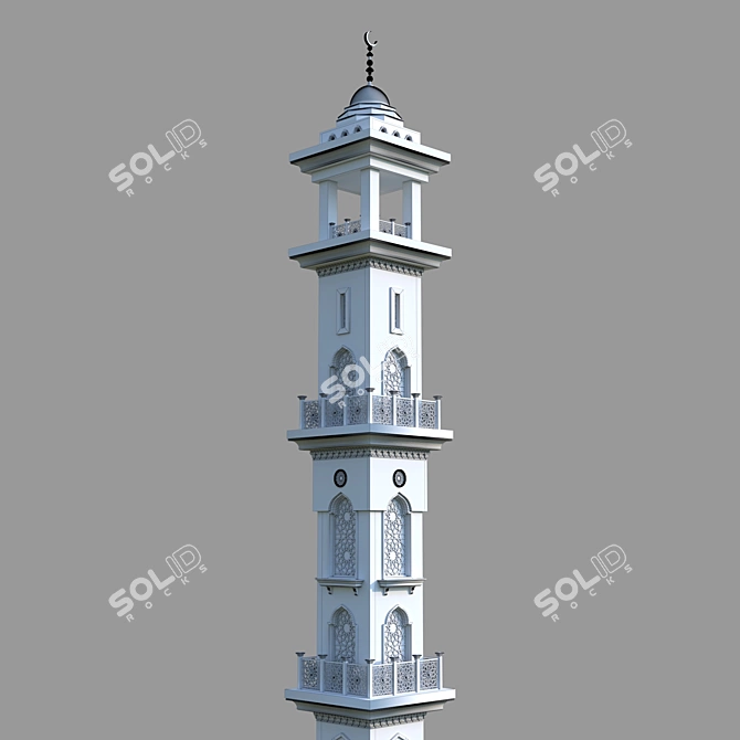 Islamic Mosque Minaret: Elegant Architectural Symbol 3D model image 4