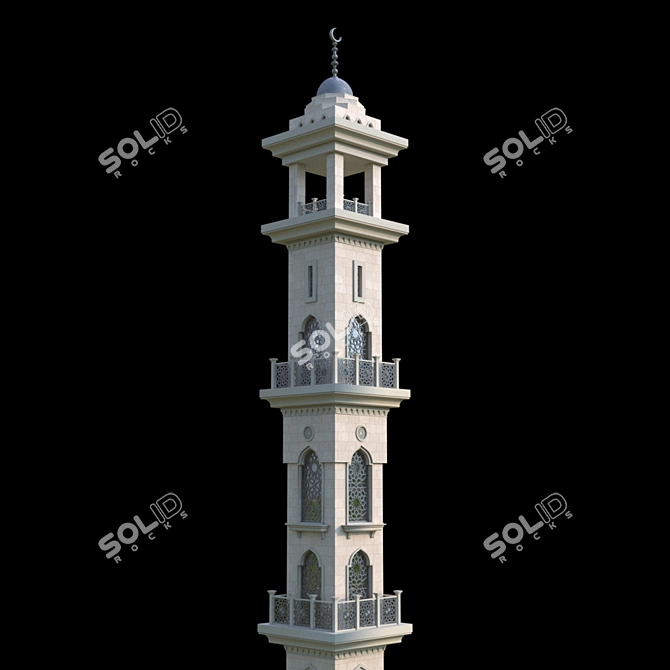 Islamic Mosque Minaret: Elegant Architectural Symbol 3D model image 5