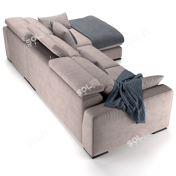 Elegant Cast Chaise: 3-Seat Maxi 3D model image 4