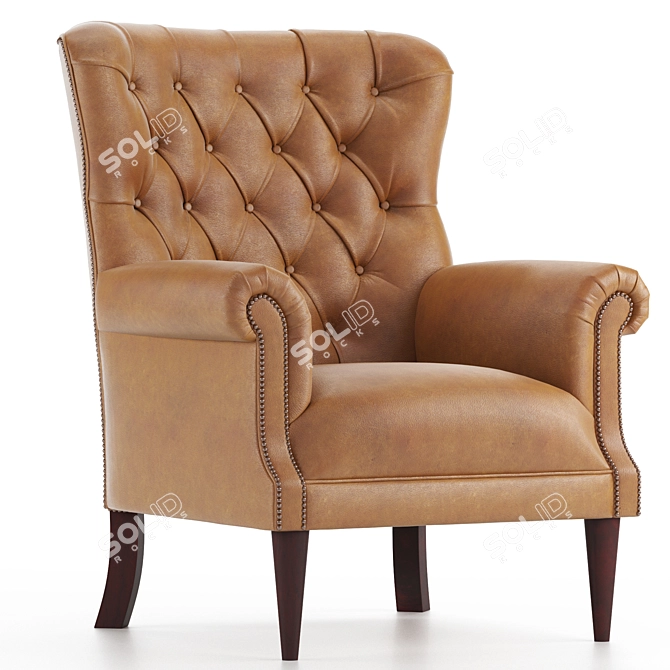 Dalhousie Leather Armchair: Tufted Elegance in Compact Dimensions 3D model image 1