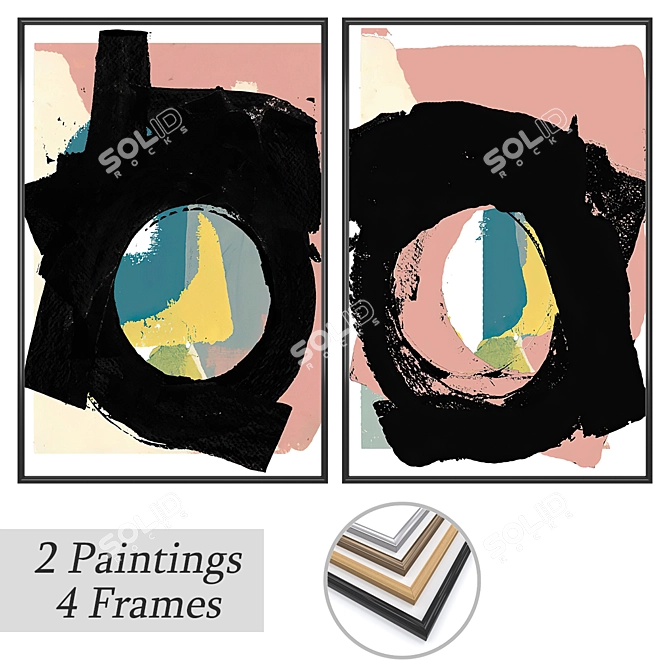 Title: Artful Wall Prints with Versatile Frames 3D model image 1