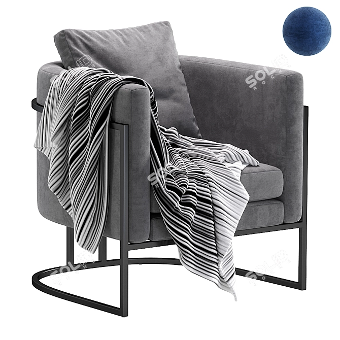 Modern Velvet Accent Chair 3D model image 1