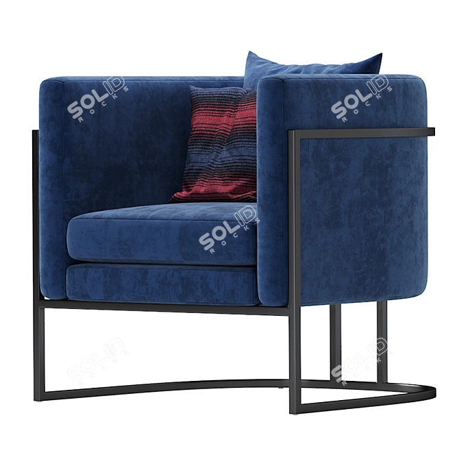 Modern Velvet Accent Chair 3D model image 5