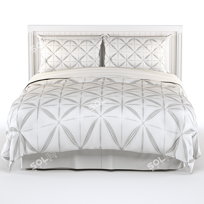 Elegant Pintuck Bedding Set 3D model image 3