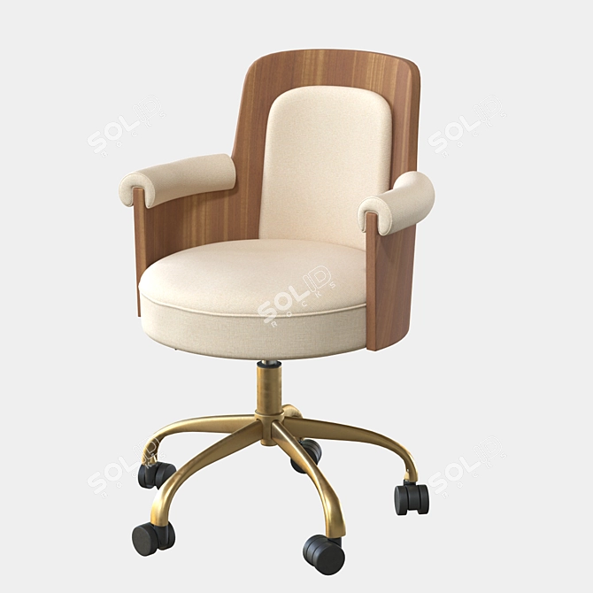 Elegant Roan Wood Office Chair 3D model image 1