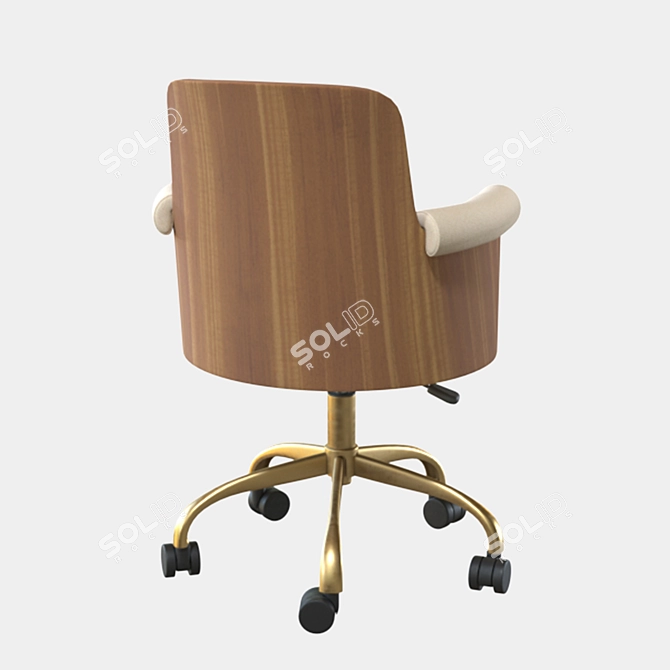 Elegant Roan Wood Office Chair 3D model image 2