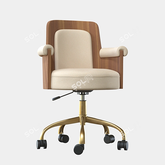 Elegant Roan Wood Office Chair 3D model image 3