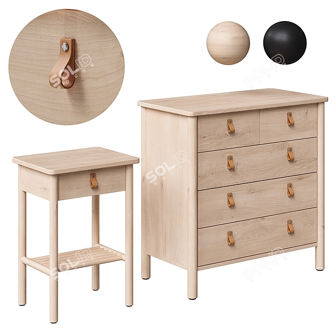 Scandinavian Charm: BJÖRKSNÄS Cabinet & Chest 3D model image 1