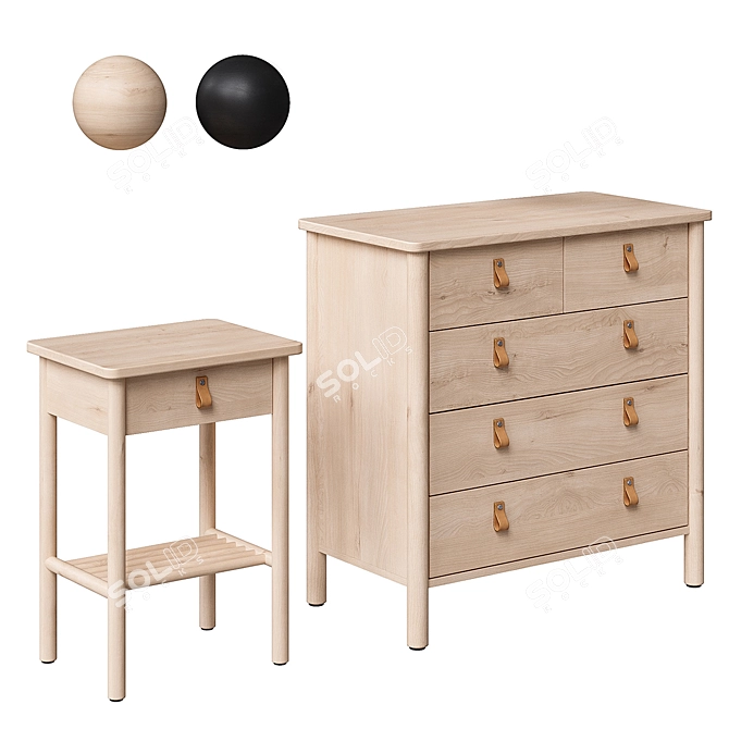 Scandinavian Charm: BJÖRKSNÄS Cabinet & Chest 3D model image 5