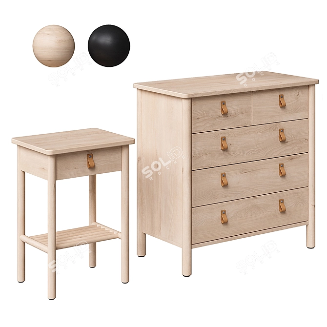 Scandinavian Charm: BJÖRKSNÄS Cabinet & Chest 3D model image 7