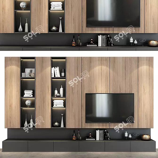 Elegance Oak Cabinet 0132 3D model image 1