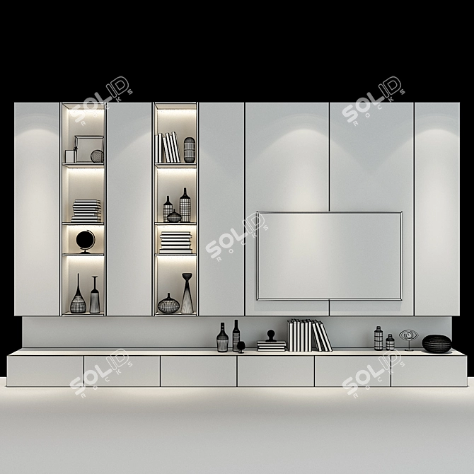 Elegance Oak Cabinet 0132 3D model image 2
