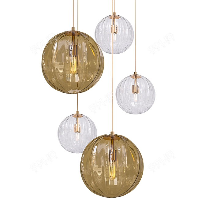 PAOLA PALANTIR 5-Light Cluster Marrone 3D model image 1