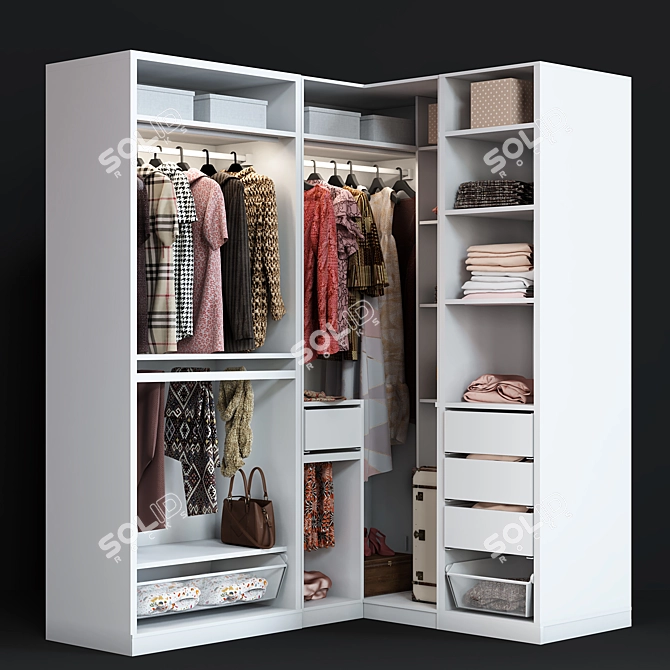 Modern Corner Wardrobe: Ikea Pax 3D model image 1