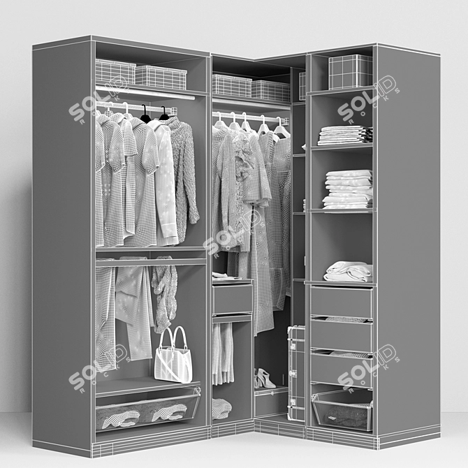 Modern Corner Wardrobe: Ikea Pax 3D model image 4