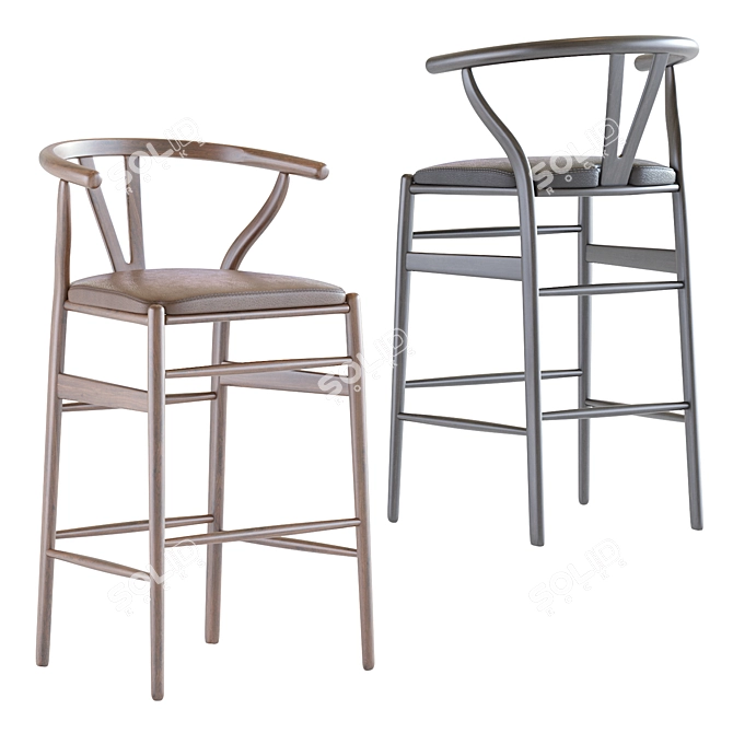 Sleek Wishbone Counter Stool 3D model image 1