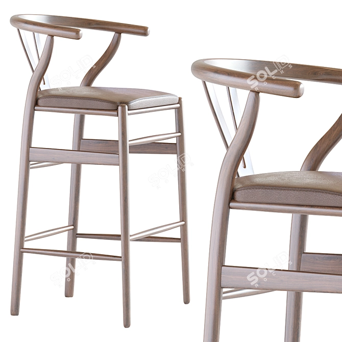 Sleek Wishbone Counter Stool 3D model image 2