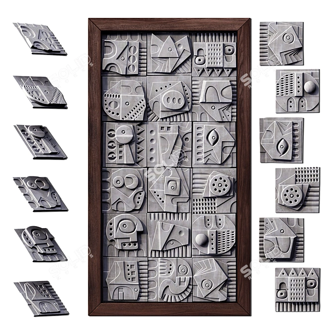 Cube Square Decorative Panel 3D model image 1