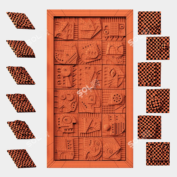 Cube Square Decorative Panel 3D model image 6