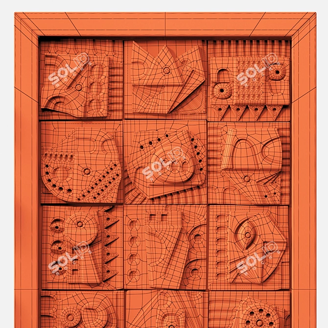 Cube Square Decorative Panel 3D model image 7