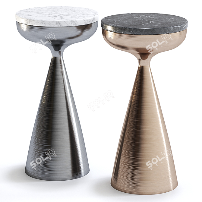 LIGNUM Round Brass Side Table: Sleek and Sophisticated 3D model image 1