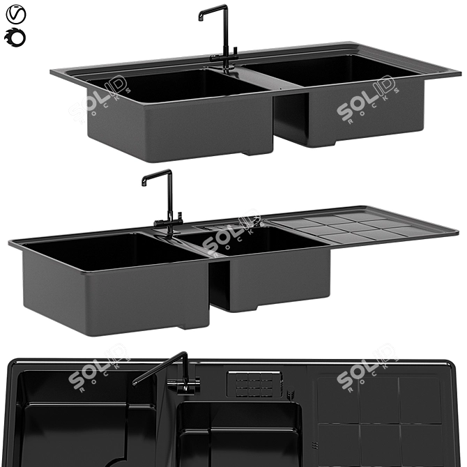  Dual Stainless Steel Sink 3D model image 1