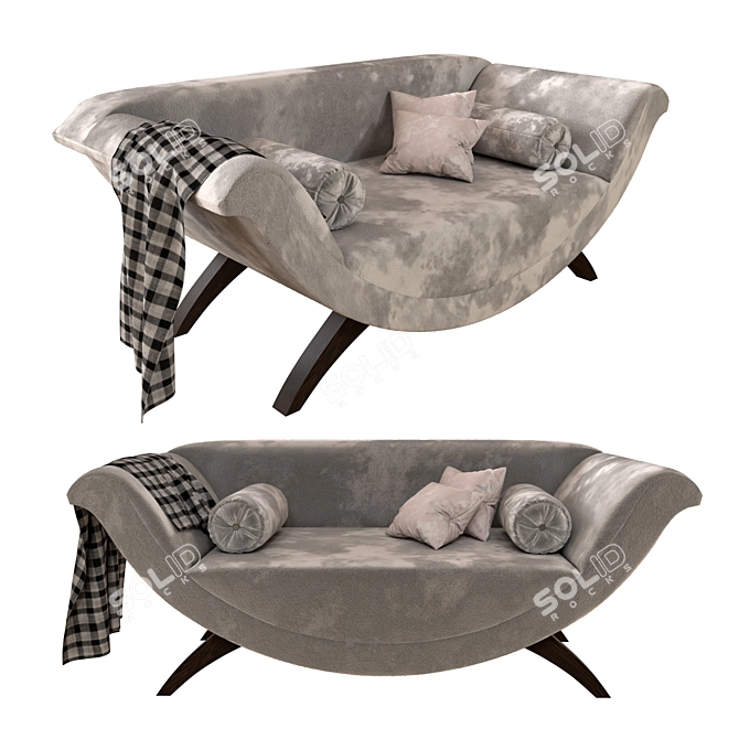 Elegant Gray Velvet Sofa 3D model image 1