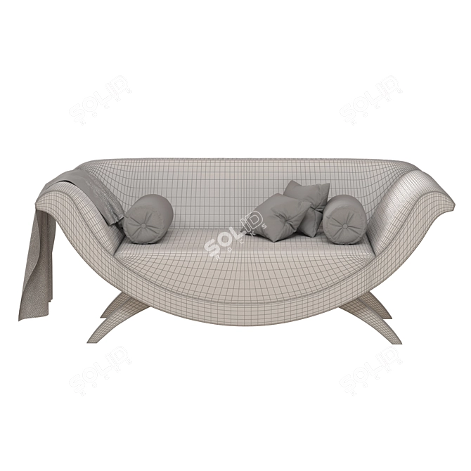 Elegant Gray Velvet Sofa 3D model image 4