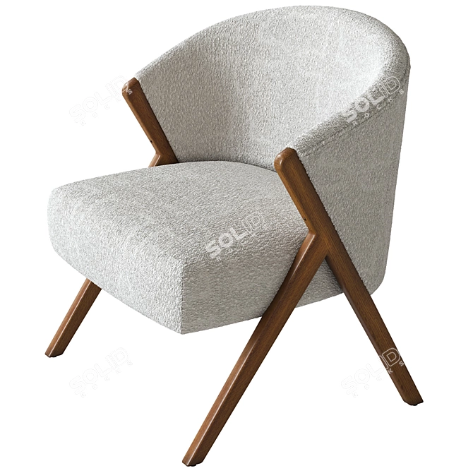 Bouclé Upholstered Armchair 3D model image 2
