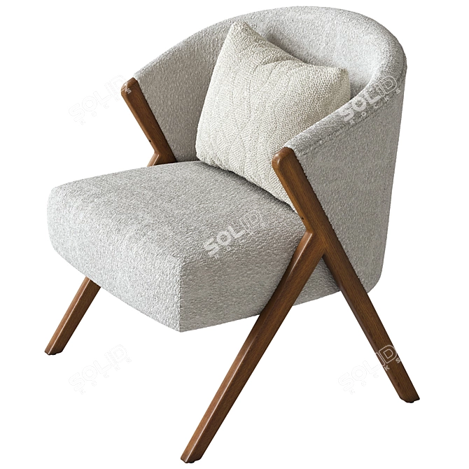 Bouclé Upholstered Armchair 3D model image 3