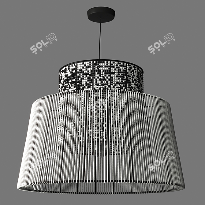 African-inspired Beaded Pendant Light 3D model image 2