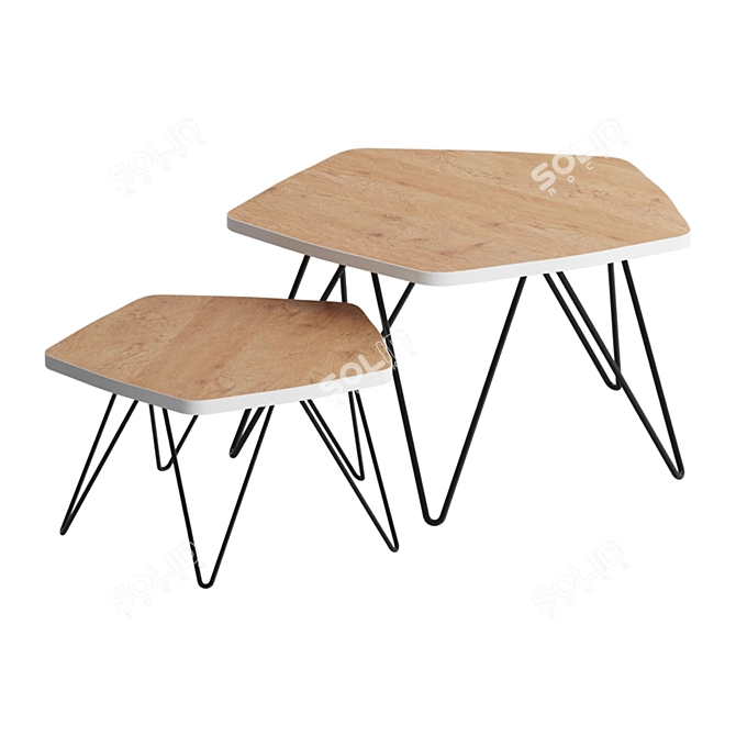 Modern Loft Brown Metal Table 3D model image 1