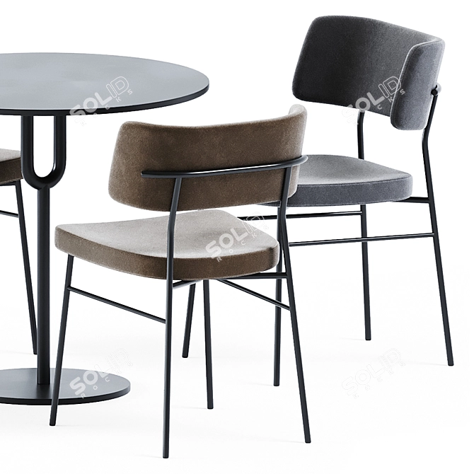 Modern Piper Pedestal Table & Marlen Chair 3D model image 2