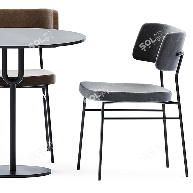 Modern Piper Pedestal Table & Marlen Chair 3D model image 4