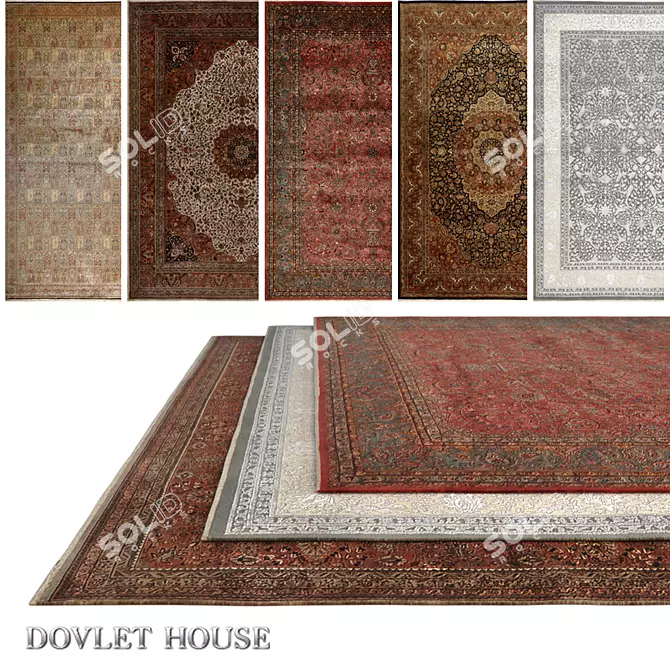 Luxury Carpets Set, 100% Wool & Silk 3D model image 1