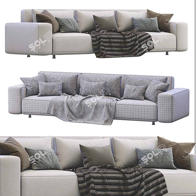 Dienne Cross Leather Sofa 3D model image 4